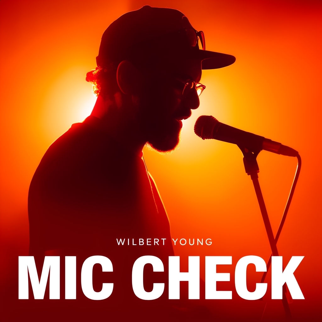 Dramatic Silhouette of Male Singer with Microphone Album Cover