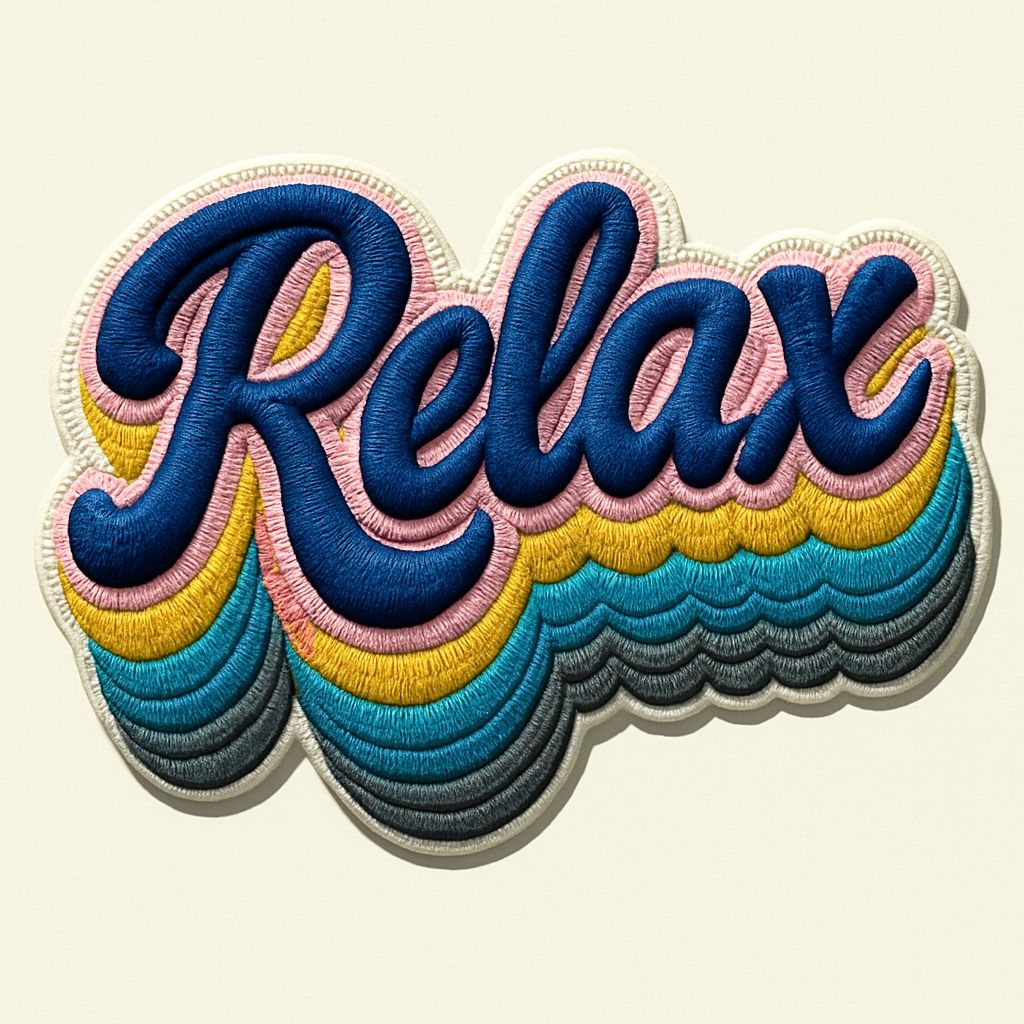 Retro 'Relax' Embroidered Patch Design for Hats