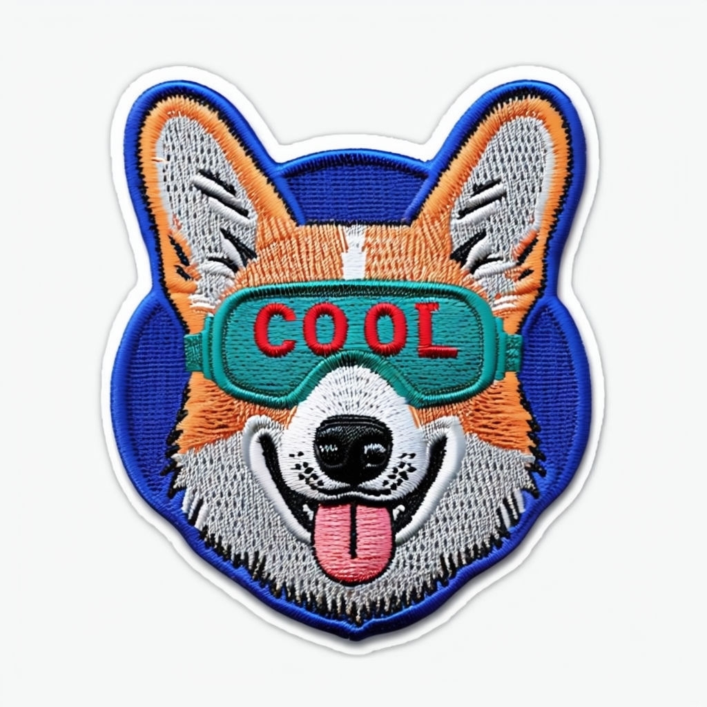 Cool Corgi Dog Embroidered Patch Design Sticker