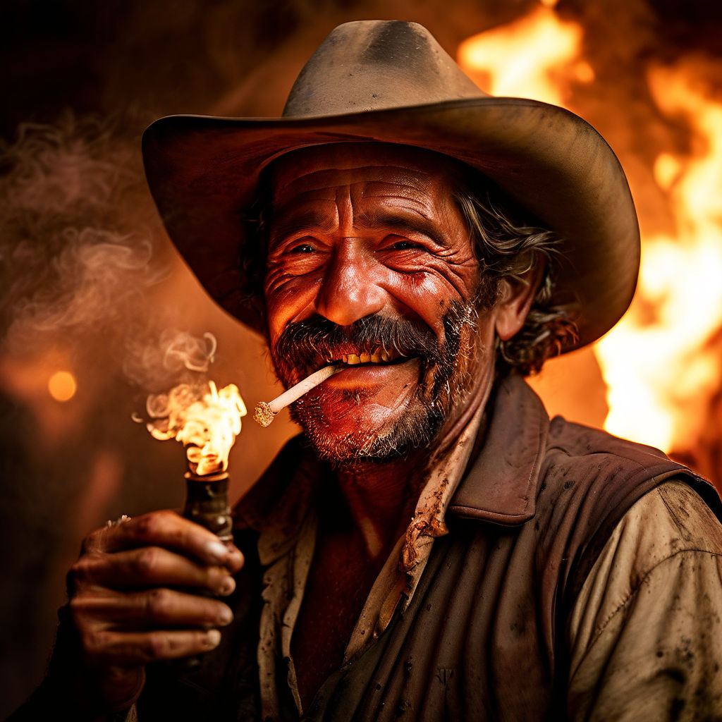 mexican smiling thanos with cigarette and poncho