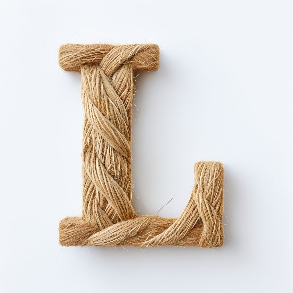 Elegant Jute Letter L Monogram Against White Background Monogram