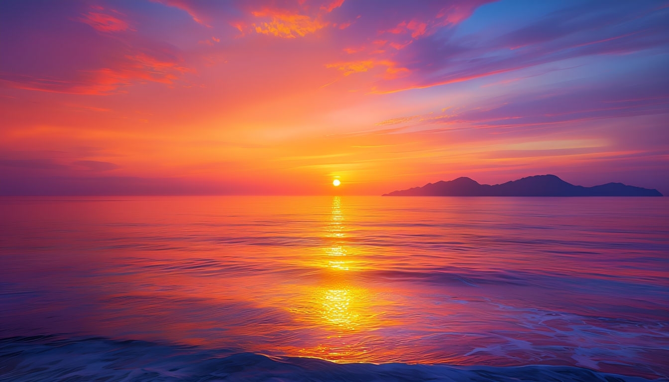 Vibrant Ocean Sunset with Golden Reflections Mobile Wallpaper