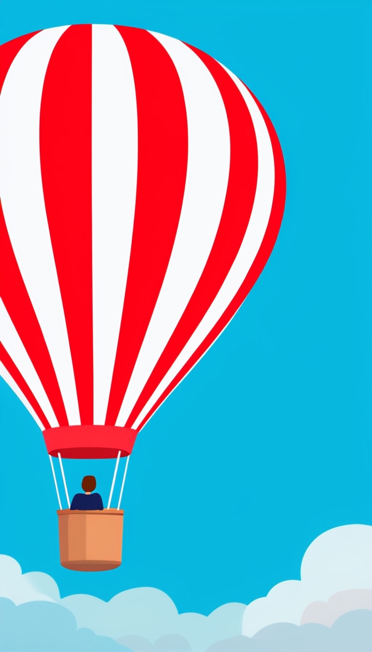 Vibrant Red and White Hot Air Balloon Adventure Mobile Wallpaper