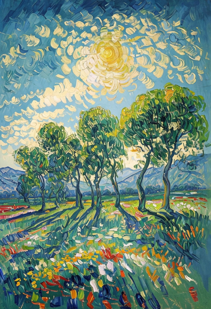 Vibrant Impressionist Landscape Painting with Bold Brushstrokes Art