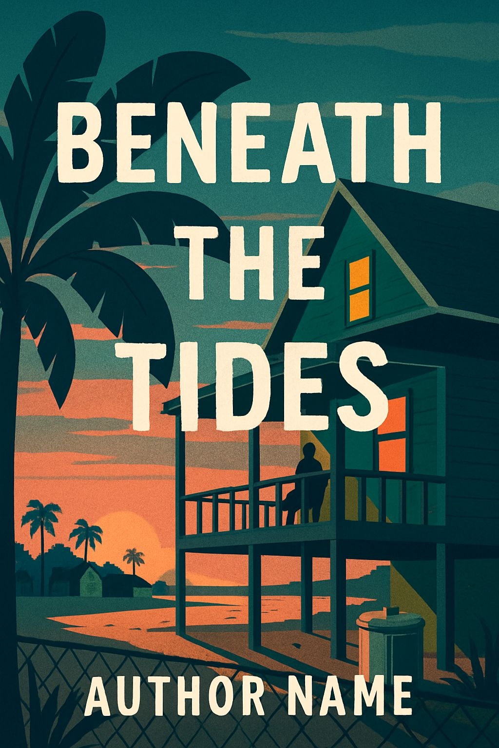 Tranquil Tropical Sunset Scene for Beneath the Tides EBook Cover