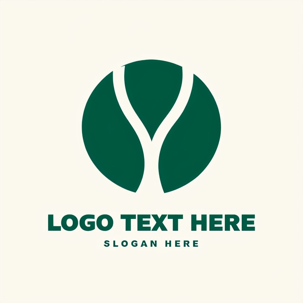 Minimalist Leaf-Shaped Logo with Text on Cream Background Logo