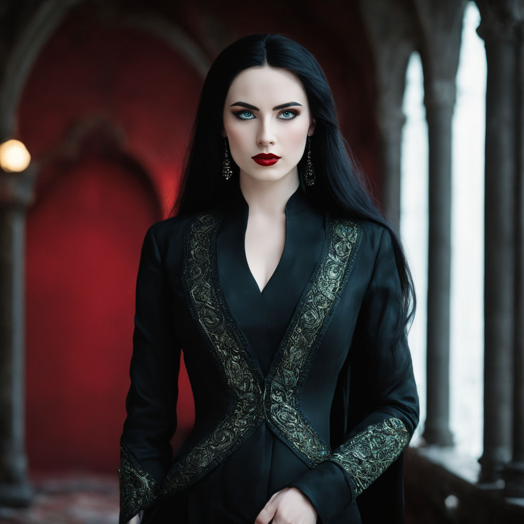 Full body depiction of a tall statuesque pale celtic woman by Felicitas