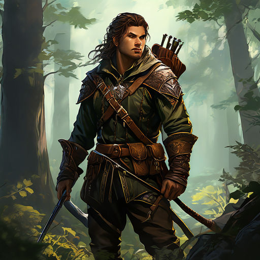 A DnD artwork of a common leatherworker out on a hunt in the... by