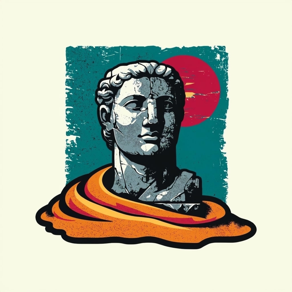 Ancient Stone Statue Emerging from Shifting Sand T-Shirt