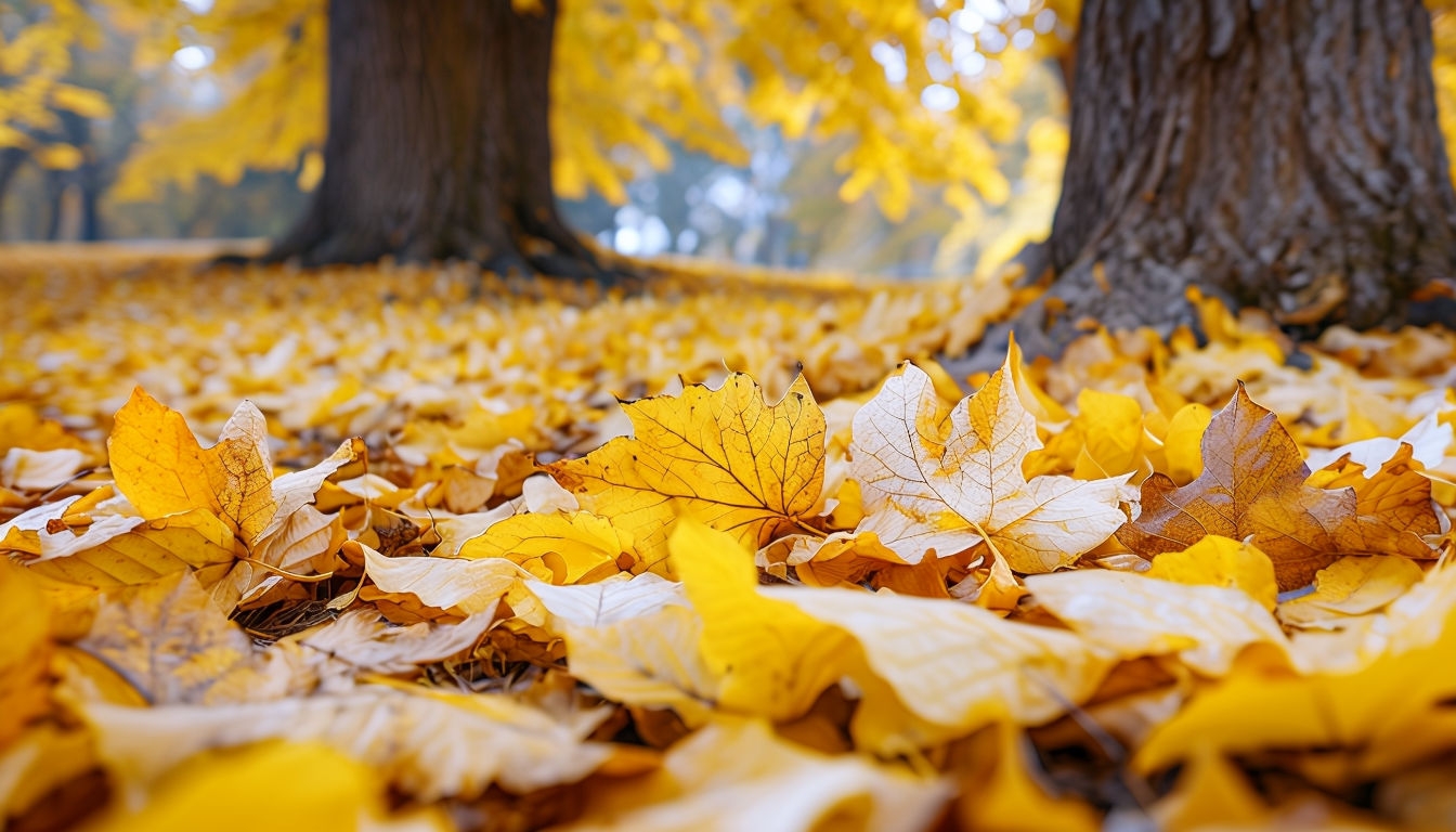 Serene Autumn Leaves Close-Up Photography Virtual Background