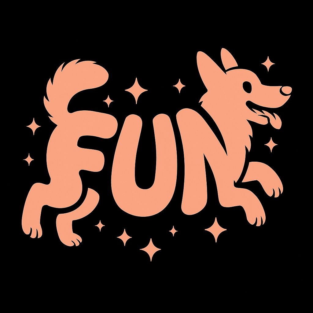 Playful Peach FUN Dog Illustration T-Shirt
