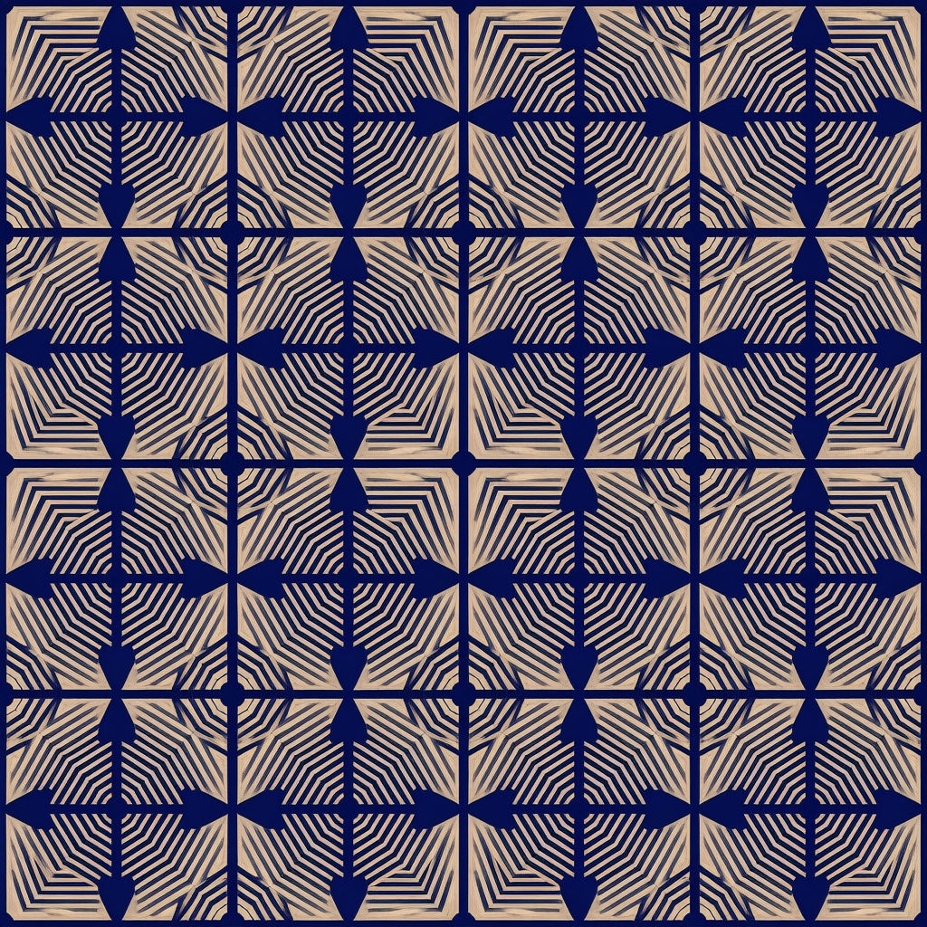 Navy Blue and Beige Geometric Hexagonal Pattern Design Seamless Pattern