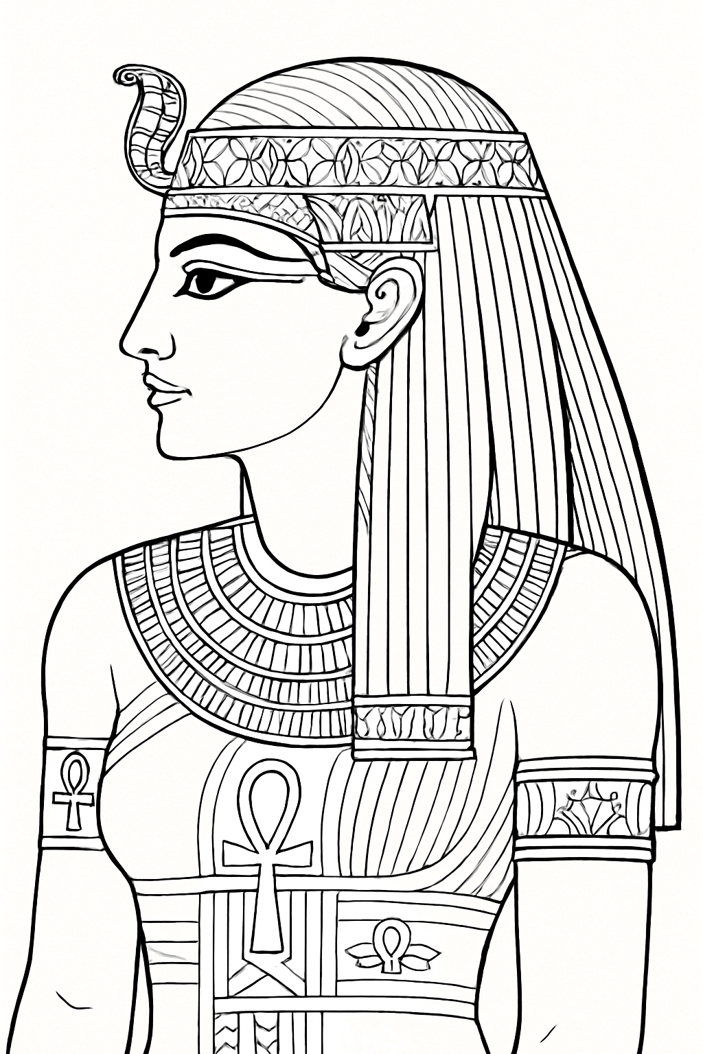 Intricate Ancient Egyptian Figure Line Art Coloring Page