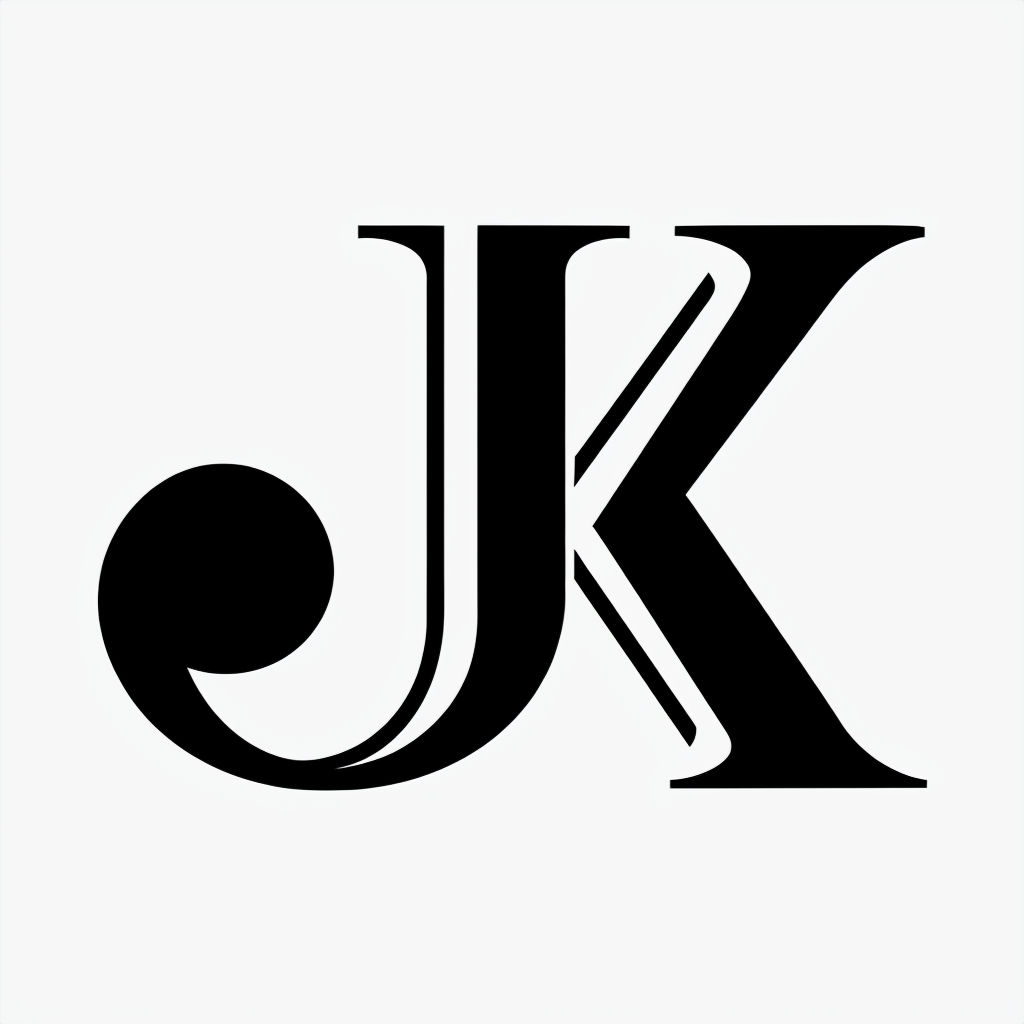 Elegant Modern JK Monogram Typography Design Sticker