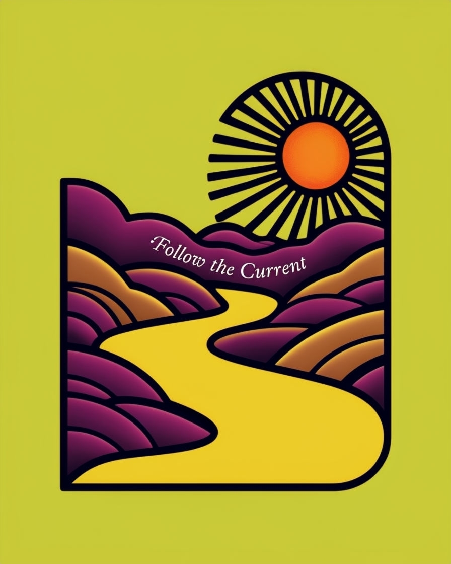 Follow the Current Abstract River Graphic T-Shirt