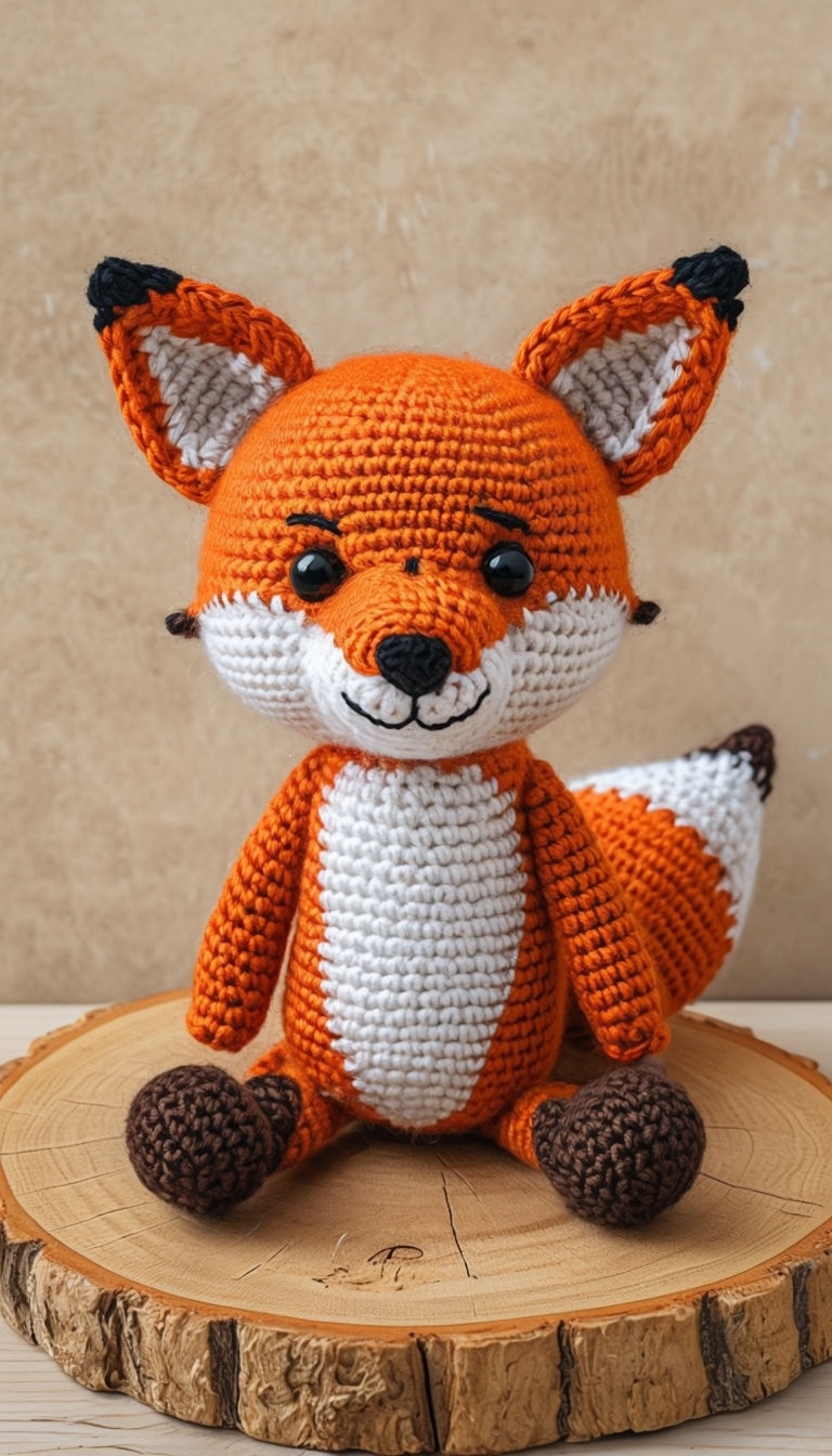 Vibrant Handcrafted Crochet Fox Toy Photograph for Art