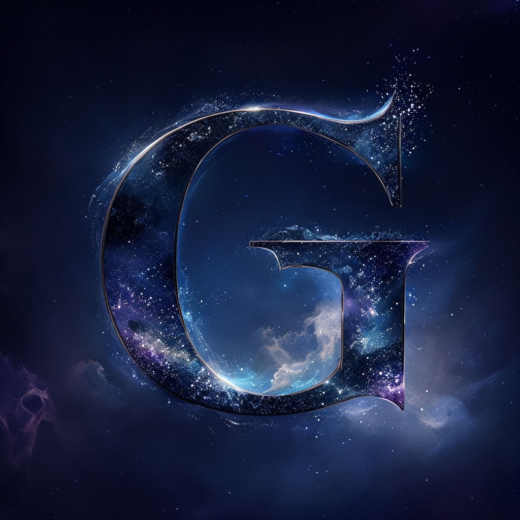 Cosmic Celestial Letter G Monogram Design with Stardust Effects Monogram