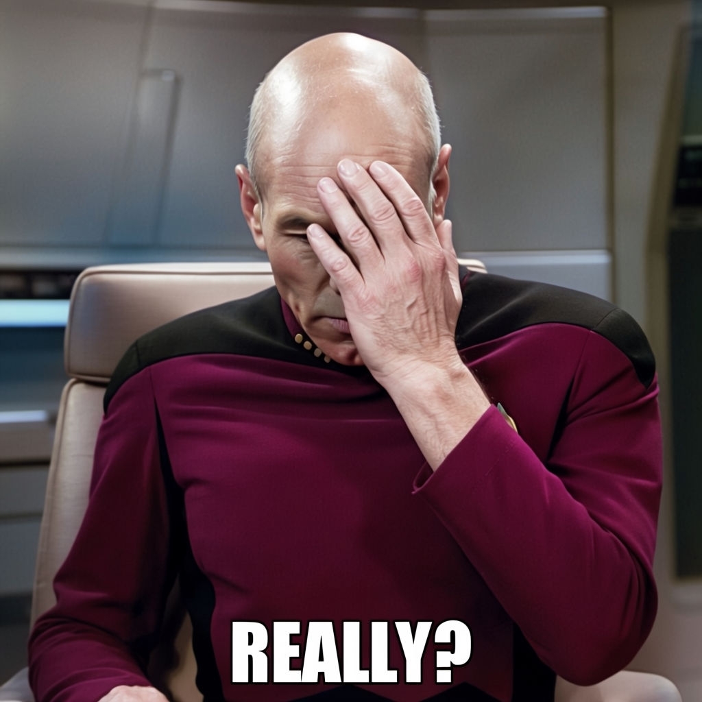 Captain Picard Facepalm Meme with Really Text Design Sticker