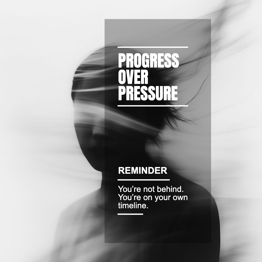 Progress Over Pressure Motivational Graphic for Mindfulness Instagram Posts