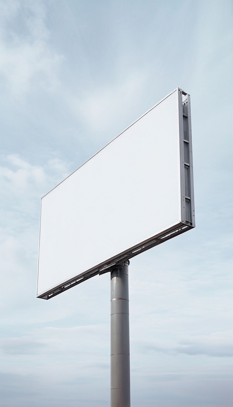 Minimalist Empty Billboard Photograph Against Cloudy Sky Mockup