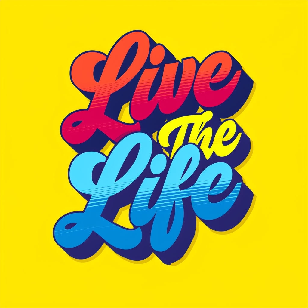 Vibrant Live The Life Motivational Typography T-Shirt