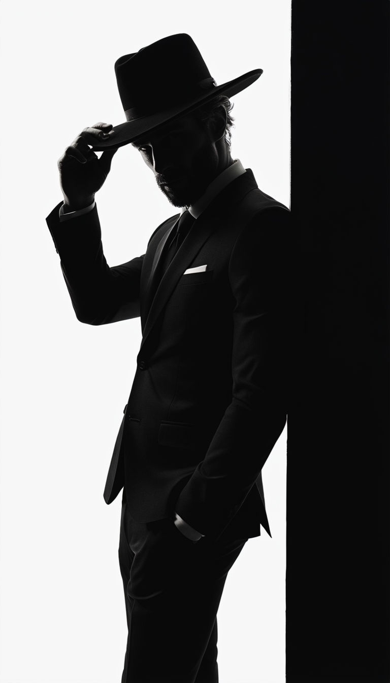 Dramatic Man Silhouette in Tailored Suit Mobile Wallpaper