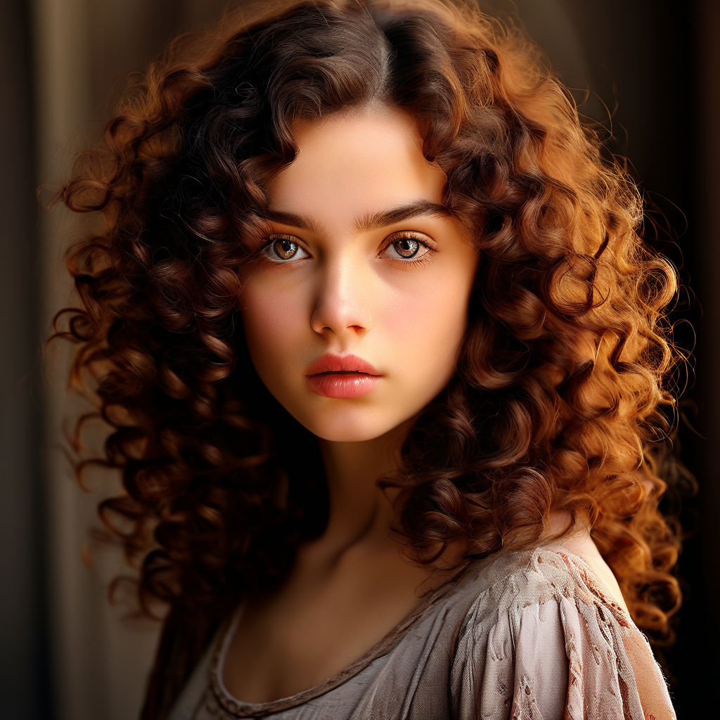 brunette woman with curly hair