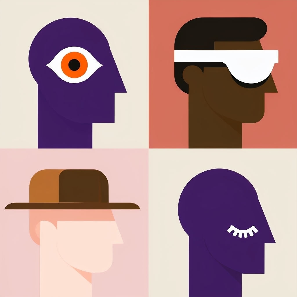 Modern Minimalist Human Profiles Vector Pattern Design Seamless Pattern