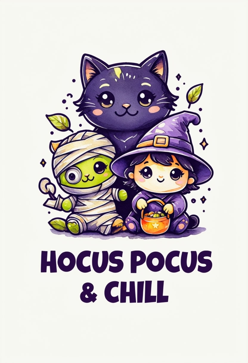 Adorable Halloween Creatures Hocus Pocus & Chill T-Shirt