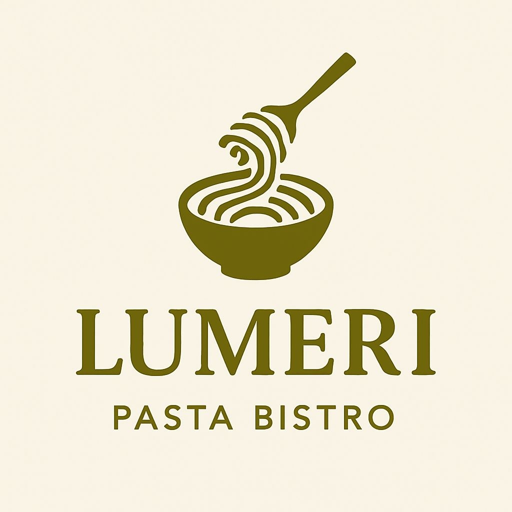 Minimalist Olive Green Pasta Bistro Logo Design with Spoon