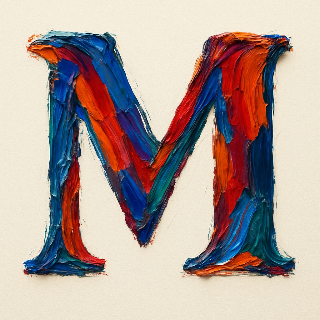 Vibrant Textured Letter M Artwork with Expressive Brushstrokes Monogram