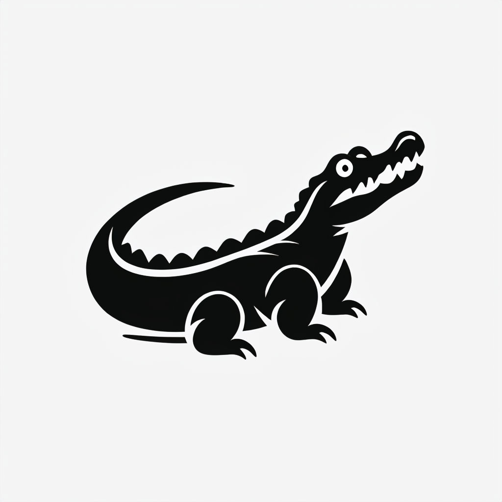 Minimalist Black Crocodile Vector Logo Design