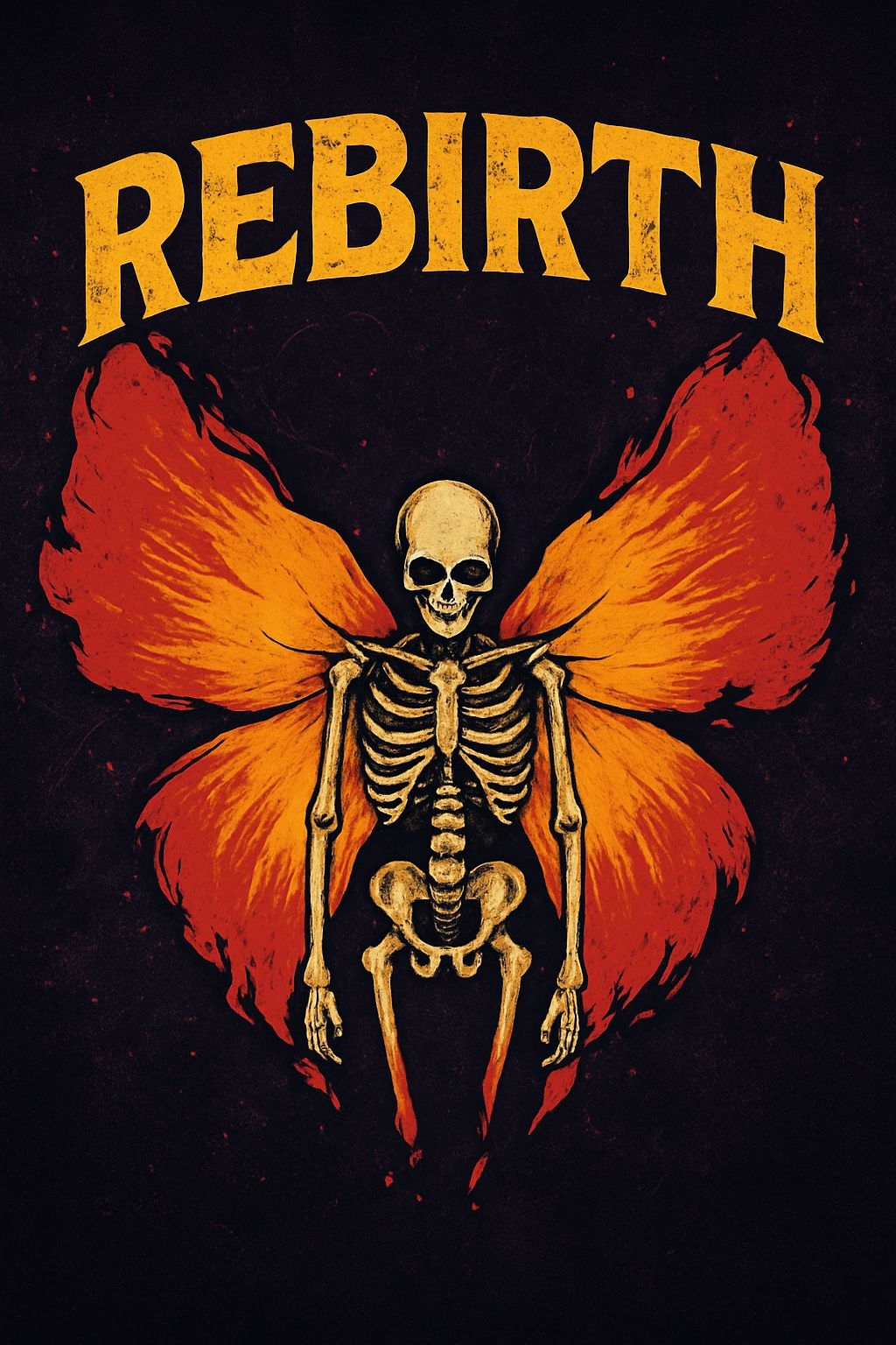 Eerie Skeleton with Vibrant Butterfly Wings T-Shirt