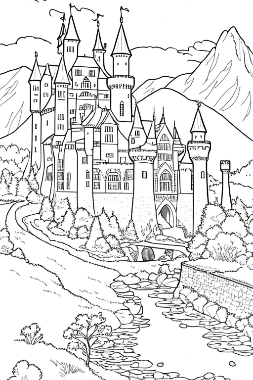 Coloring page of a dream landscape by S. L Playground