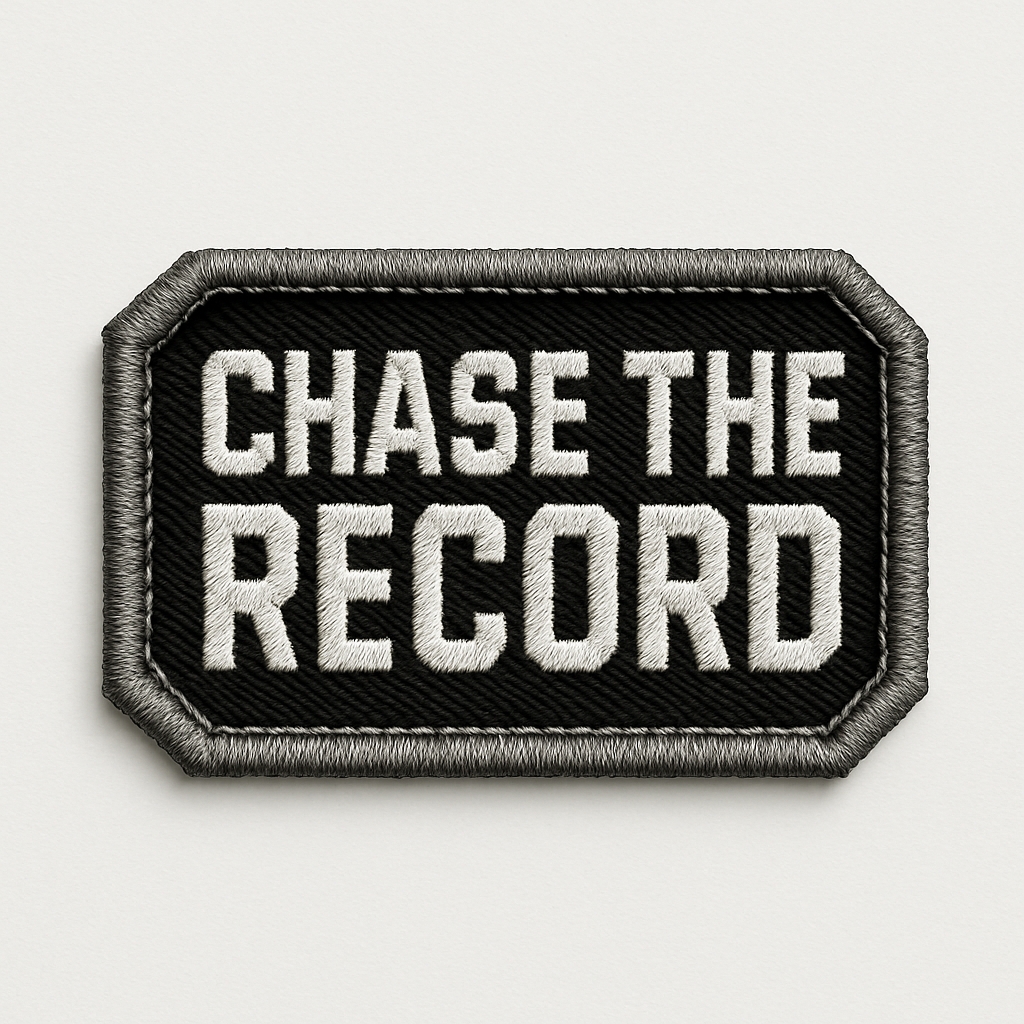 Chase The Record Embroidered Patch Design for Hats