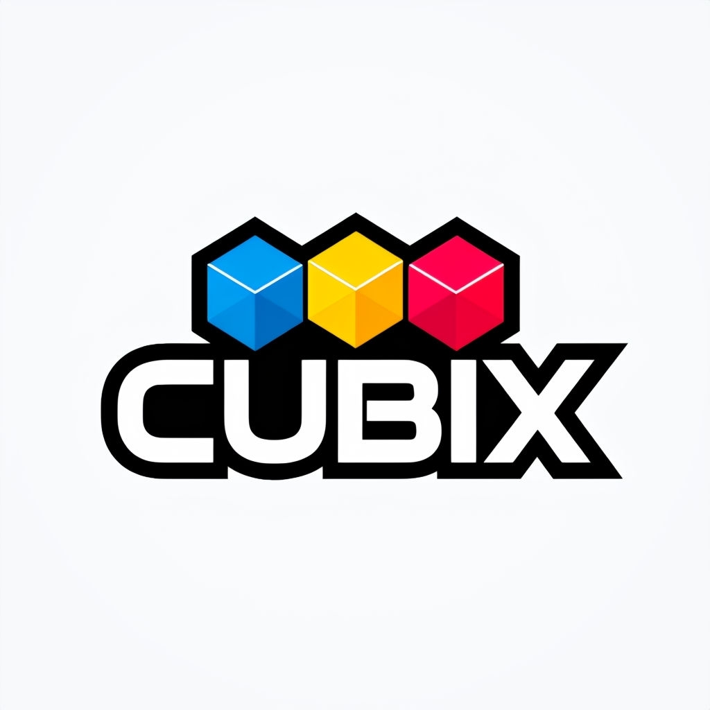 Modern CUBIX Logo Design with Colorful Geometric Cubes Logo