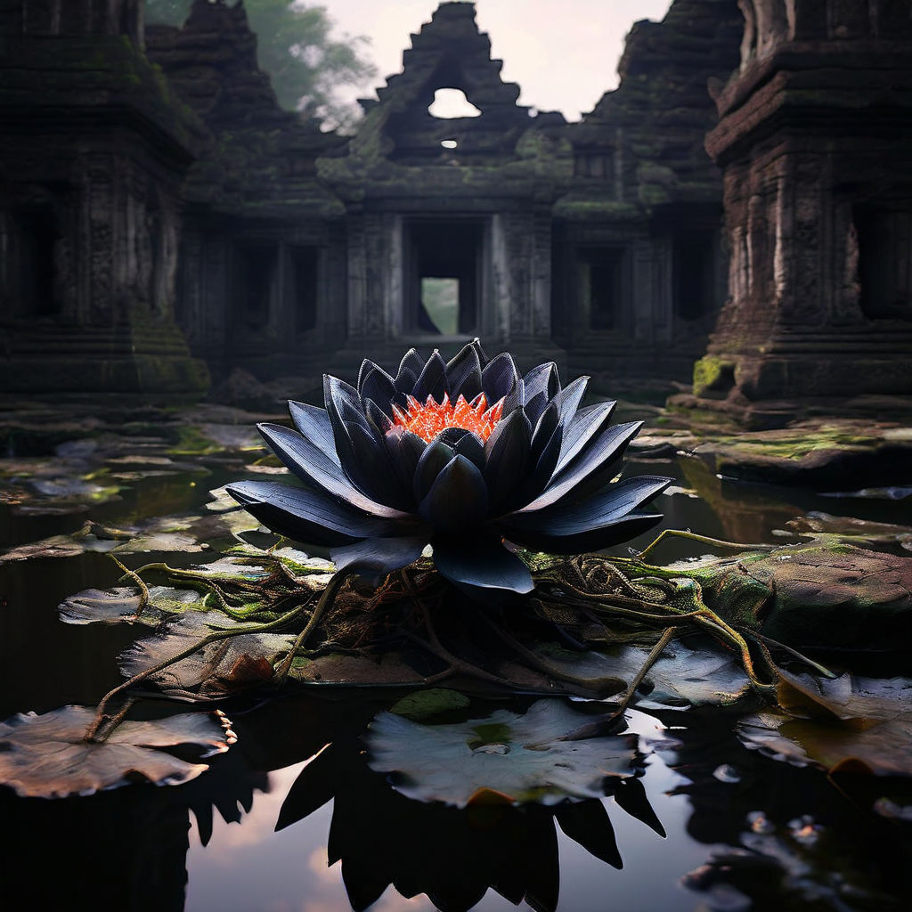 Buddha sitting in lotus position on top of a lotus blossom