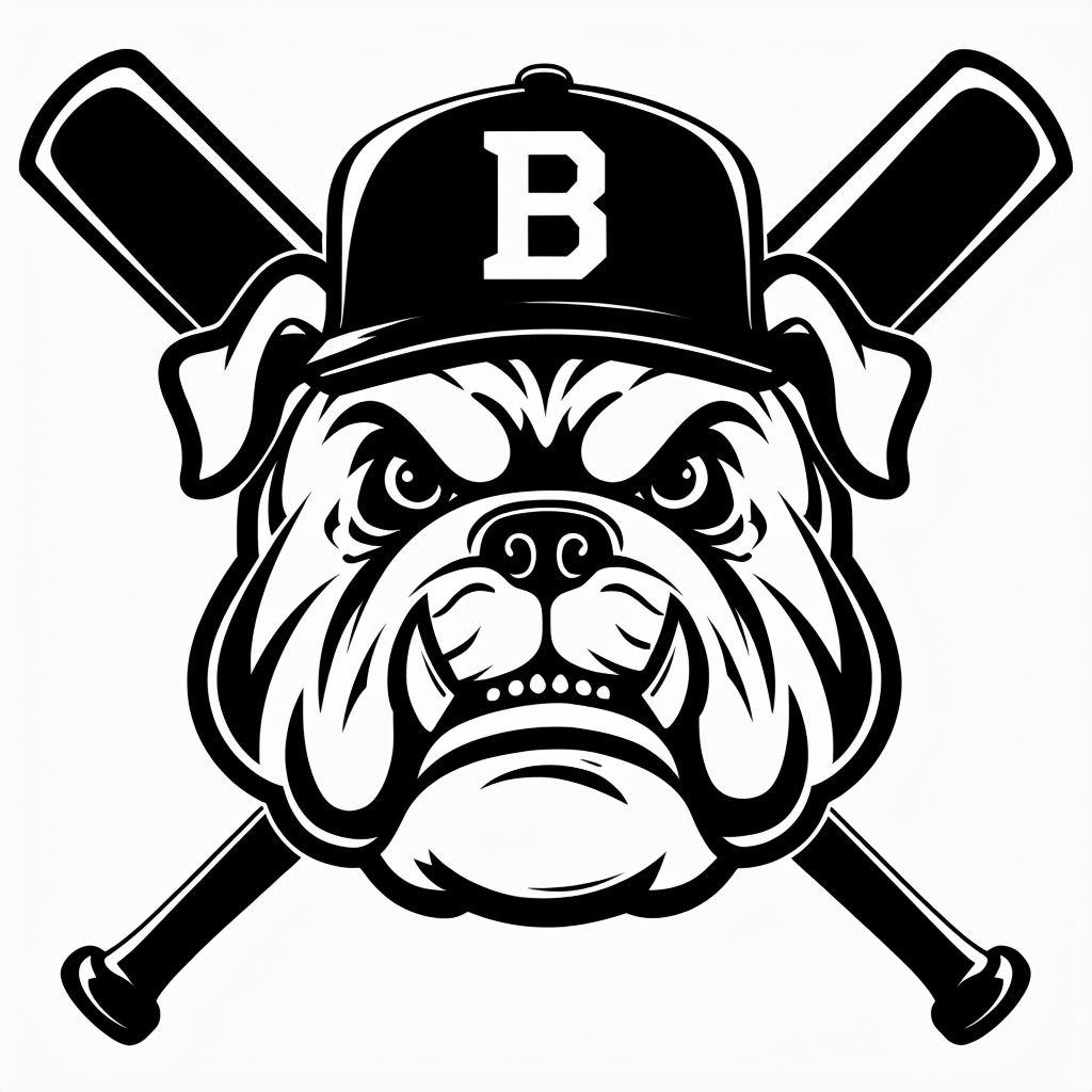 Aggressive Bulldog Head with Baseball Bats and Cap Illustration Hats