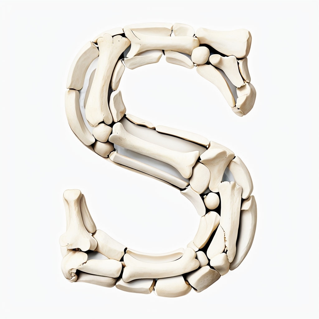 Intricate Bone 'S' Monogram Design on Clean White Background Monogram