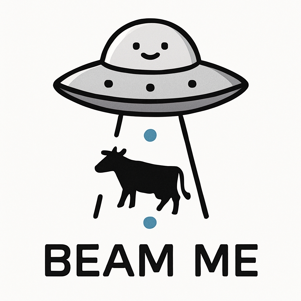 Cheerful Smiling UFO and Cow Cartoon Design Mug