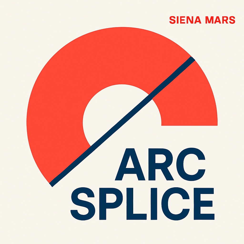 Minimalist Coral Red Arc Splice Graphic Design Album Cover