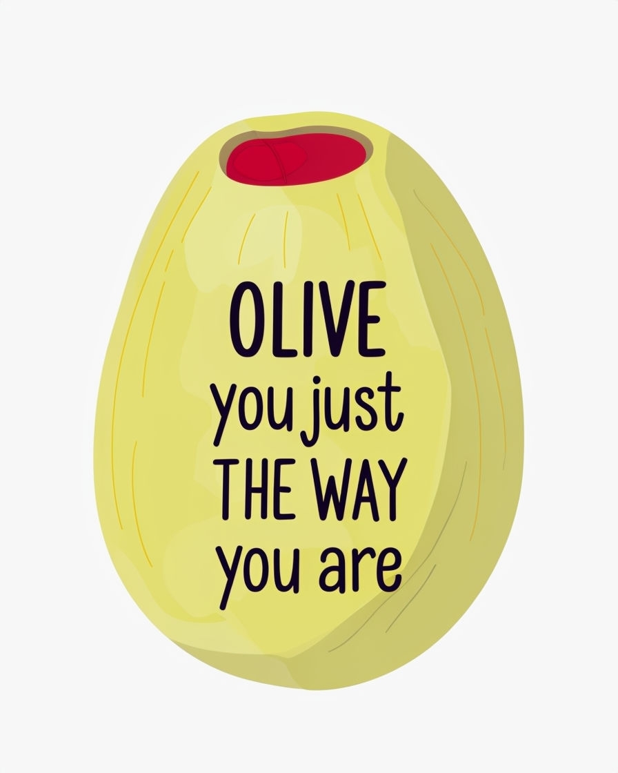 Olive You Just The Way You Are Cute Invitation Design Card