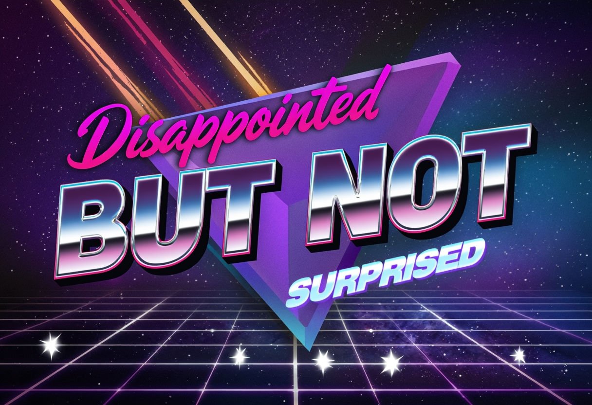 Retro-Futuristic Vaporwave "Disappointed But Not Surprised" Neon Art Poster