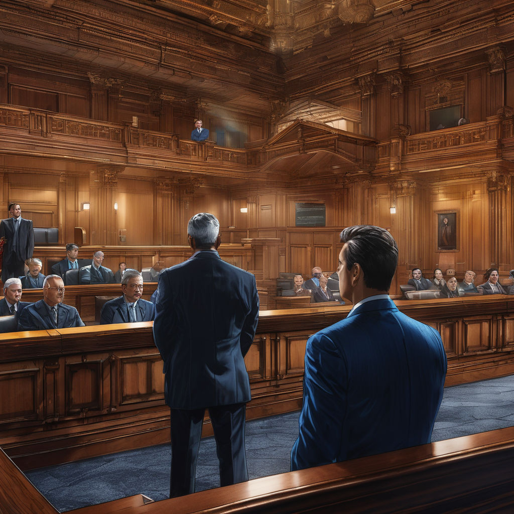 Man facing judgment in a courtroom by Rahman IX - Playground