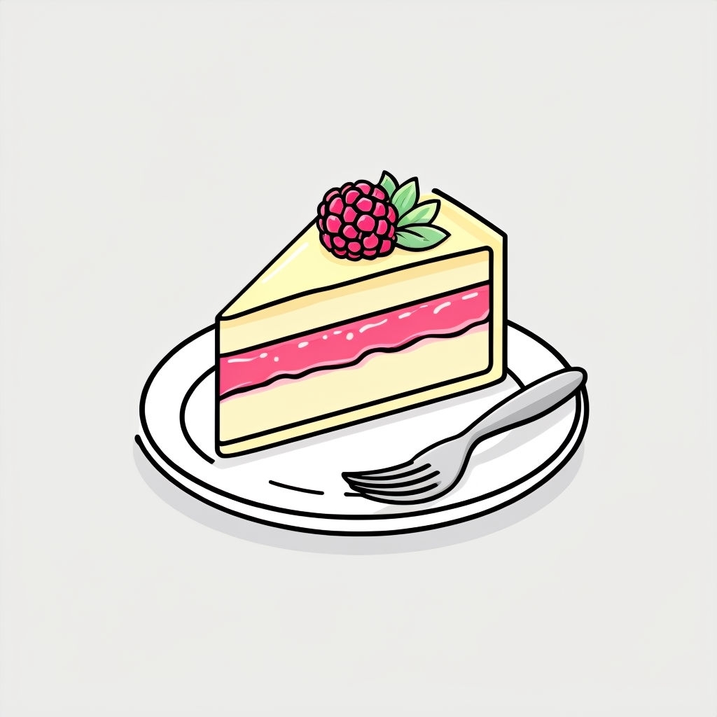 Colorful Minimalist Cake Slice Illustration Sticker