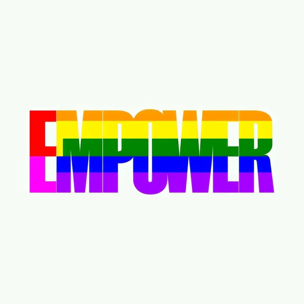 Vibrant Rainbow Empower Typography Design for Stylish Hat