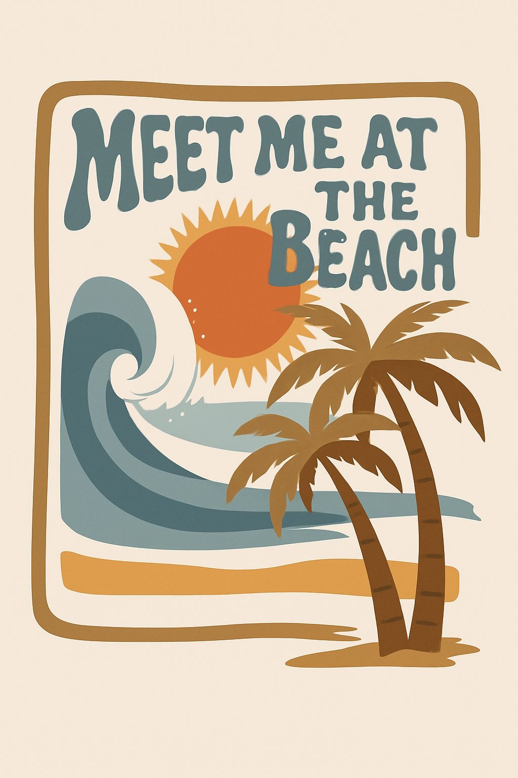 Meet Me at the Beach Retro Illustration T-shirt