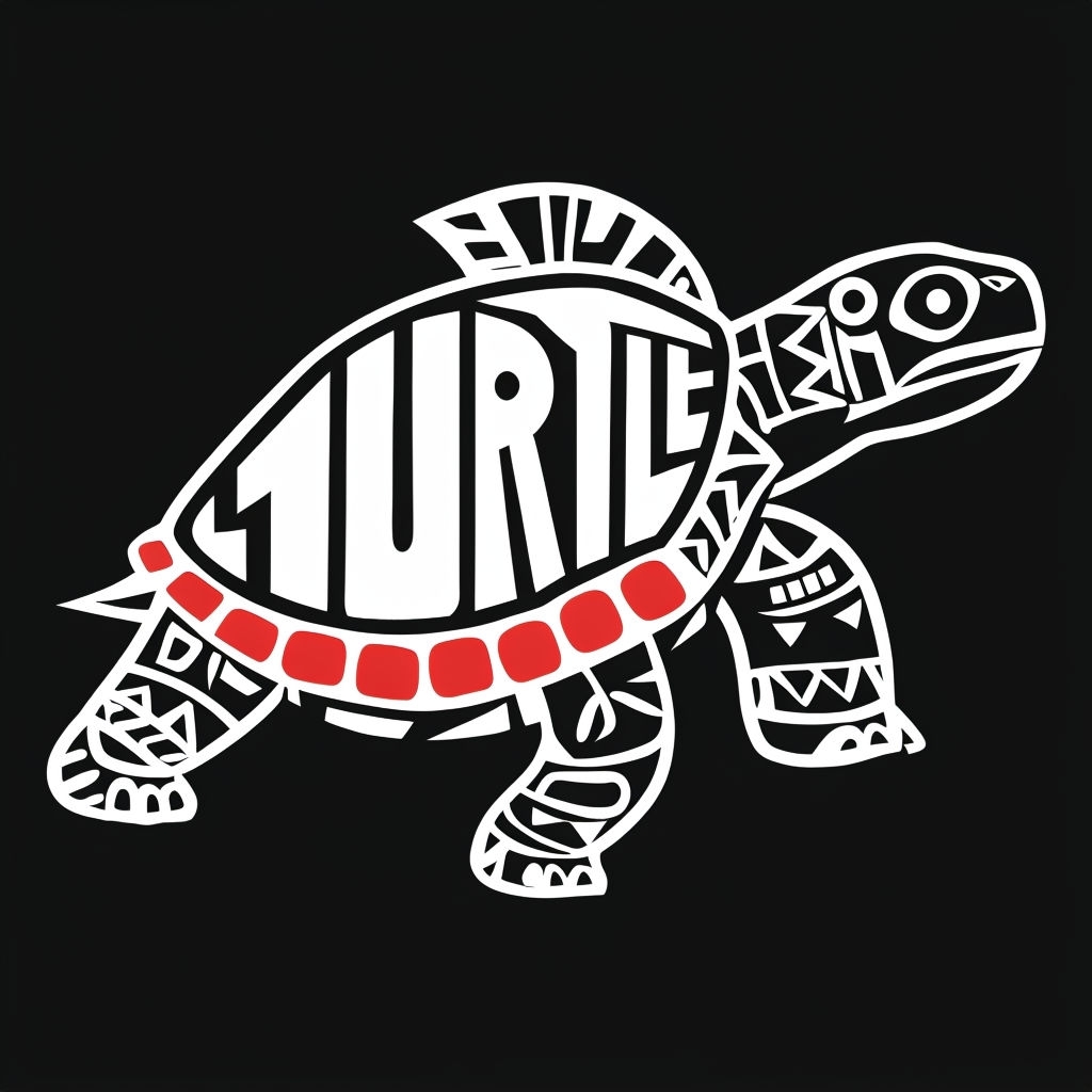Geometric Turtle Design with Bold Typography T-Shirt
