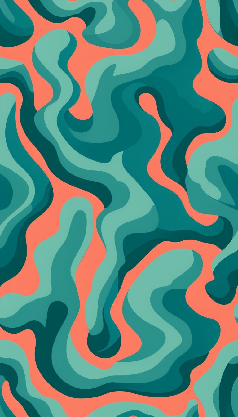 Vibrant Abstract Teal and Coral Fluid Wave Pattern Phone Case Cover