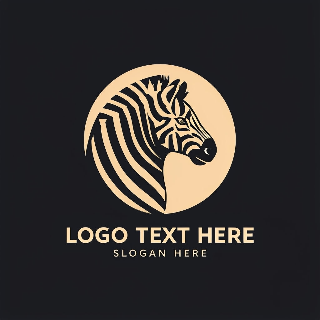 Modern Minimalist Zebra Head Logo Design on Dark Background
